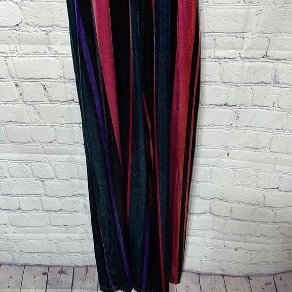 Speechless Velvet Velour Striped Belted Romper Small - Picture 14 of 14